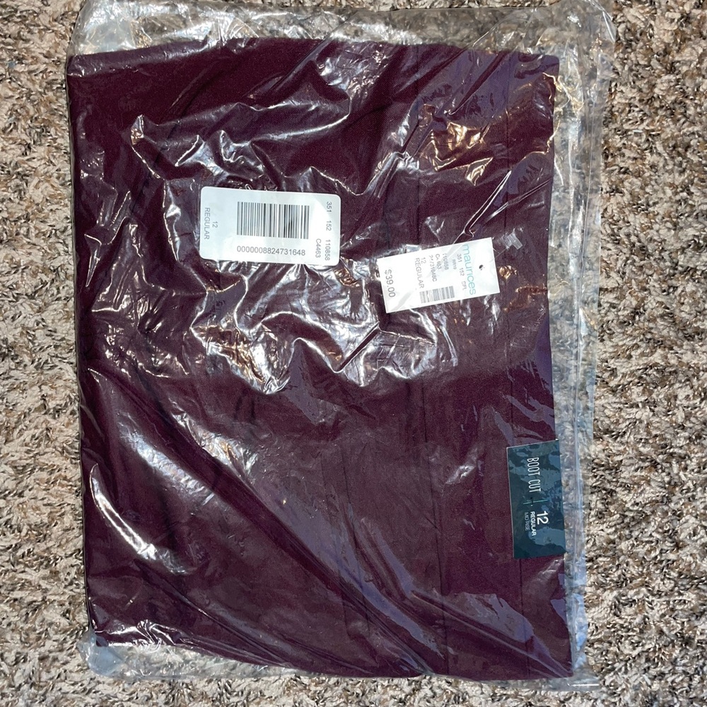 Maurices Mid-Rise Bootcut Maroon Dress Pants